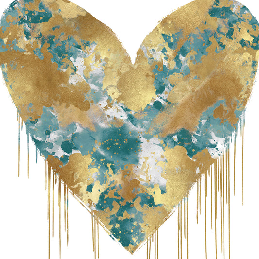 Big Hearted Green and Gold Canvas Print