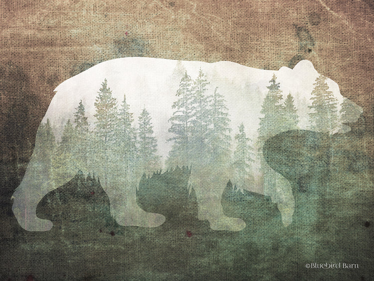 Green Forest Bear Silhouette