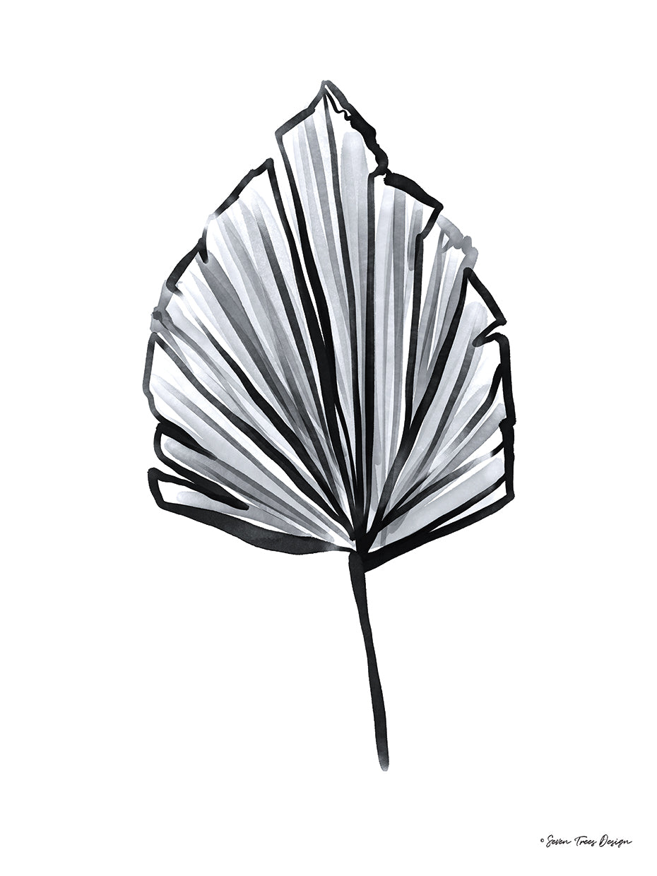 Black Watercolor Leaf