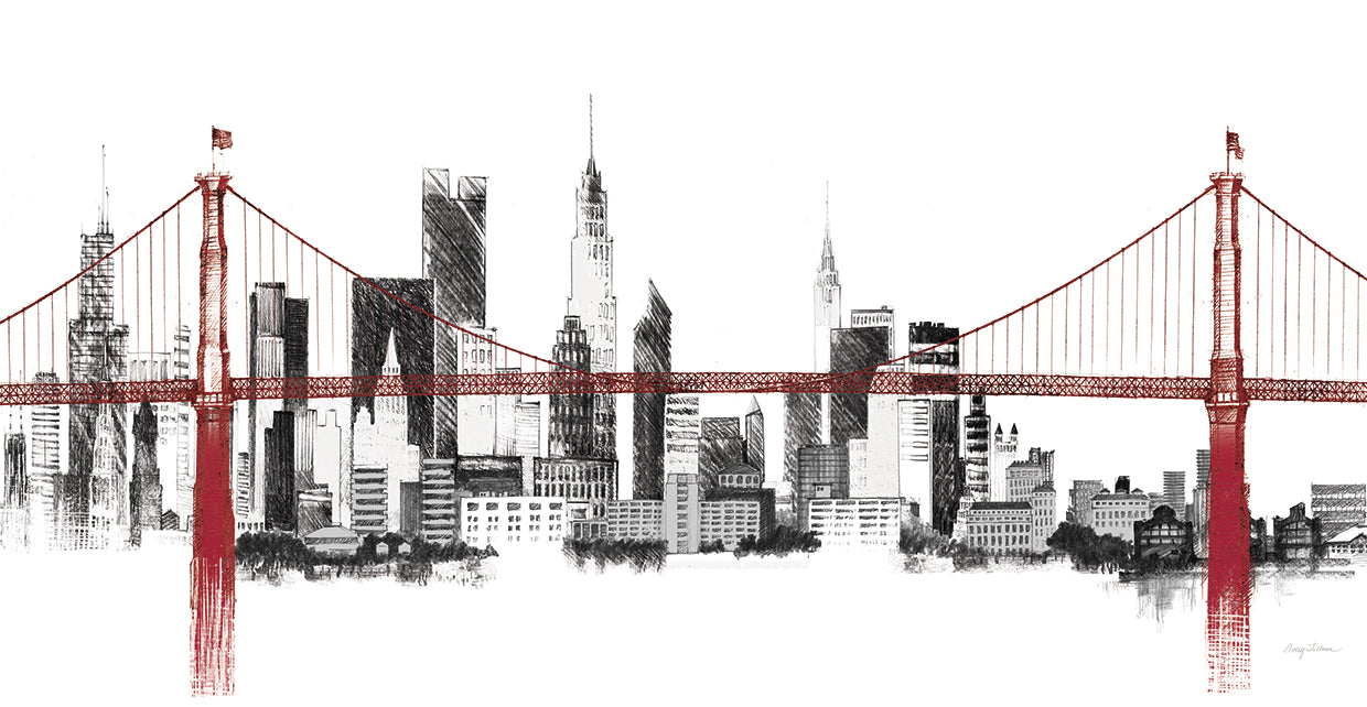 Bridge and Skyline Red