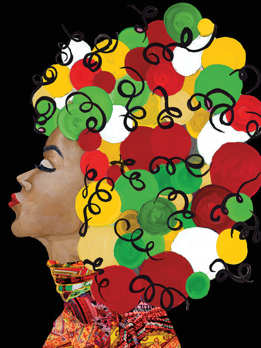 African Goddess With Colorful Hair