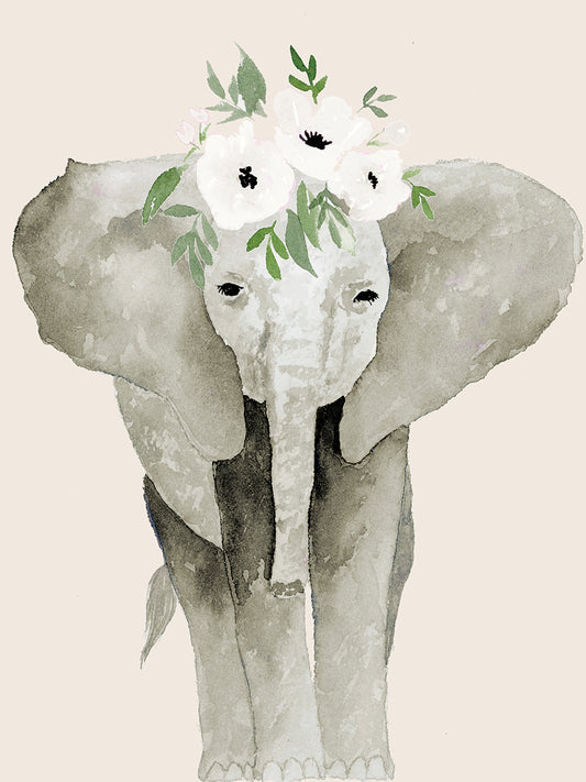 Floral Crown Elephant Canvas Print