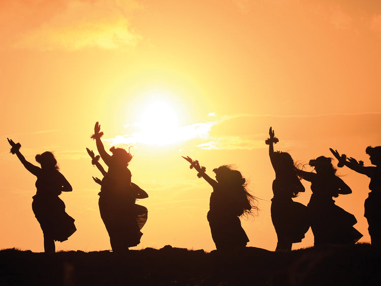 Sihouette de la puesta del sol de Hula Lienzo