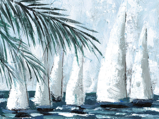 Sailboats Behind the Palms Canvas Print