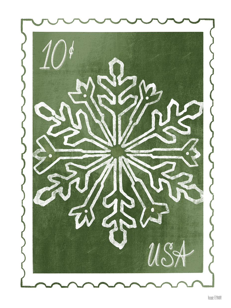 Christmas Stamp Green Snowflake
