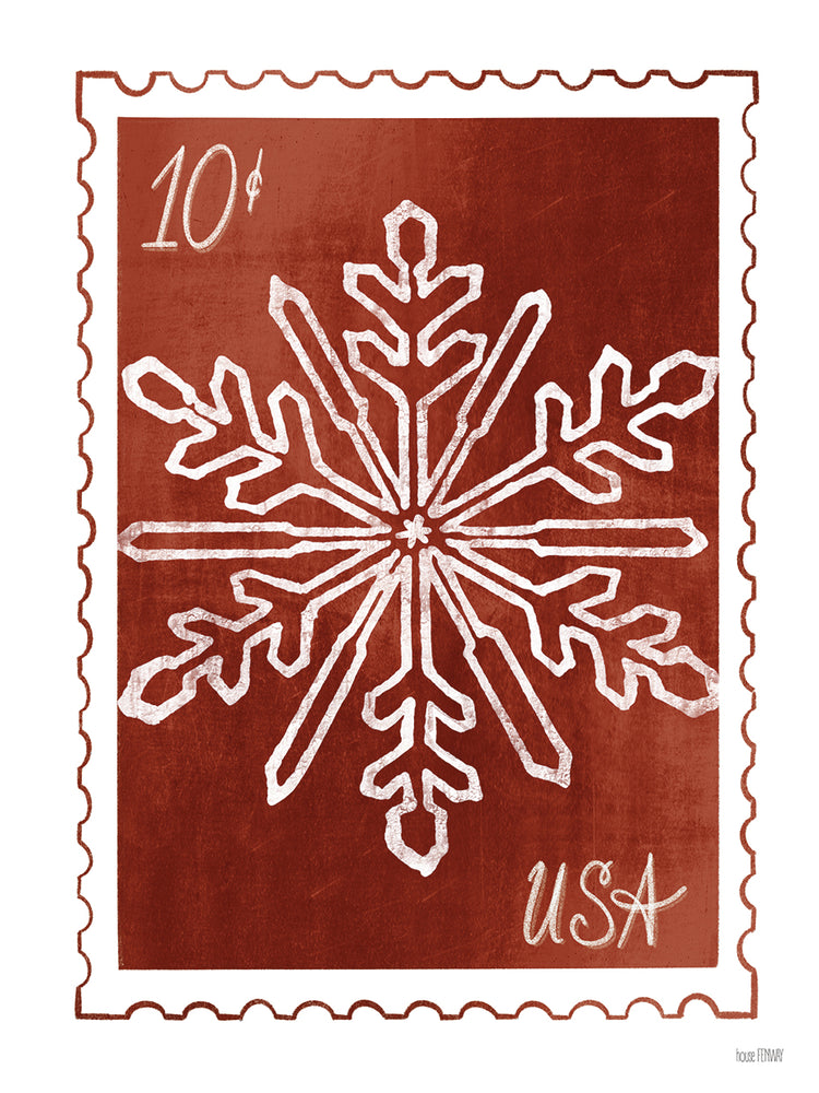 Christmas Stamp Red Snowflake