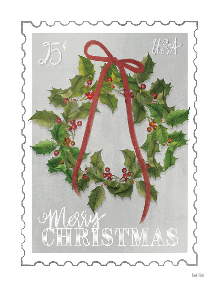 Christmas Stamp Holly Wreath