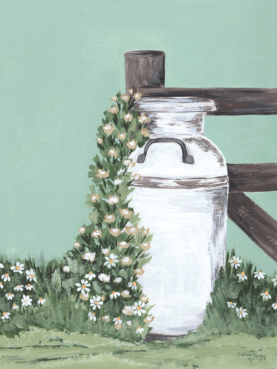 Lata de leche con flores en cascada Lienzo