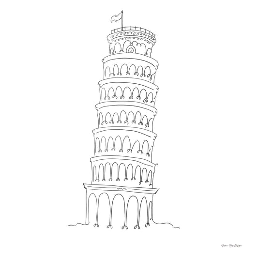 One Line Pisa Tower Italy Canvas Print