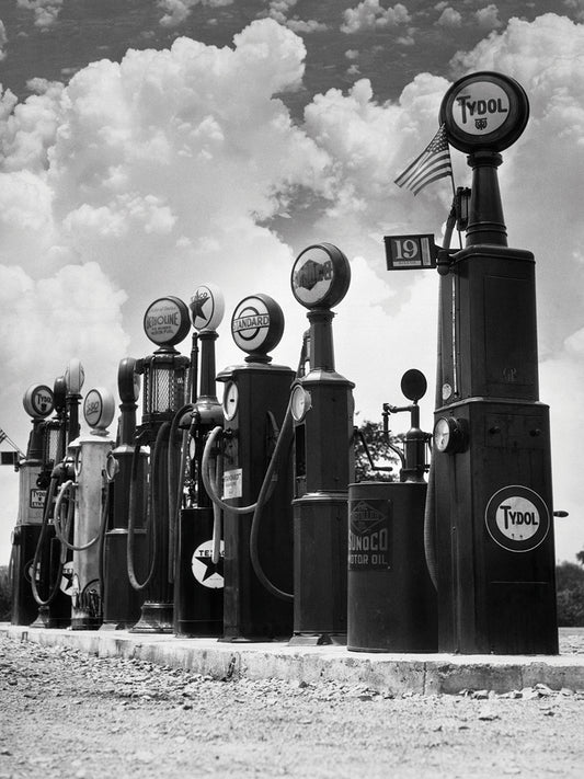Vintage Line Gas Pumps Canvas Print