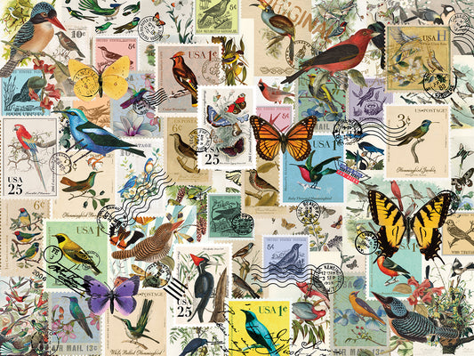 Stamp Collector - Birds and Butterflies Canvas Print