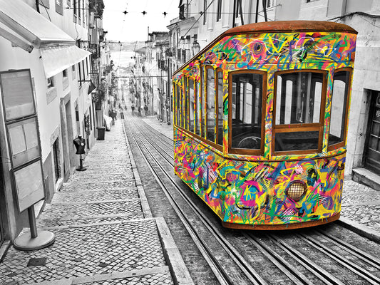 Lisbon Tram Revisited - Colorful Canvas Print