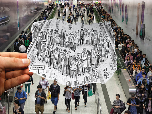 Pencil Vs Camera - Hong Kong Metro Station Canvas Print