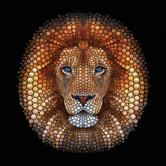 Lion face made of circles Canvas Print