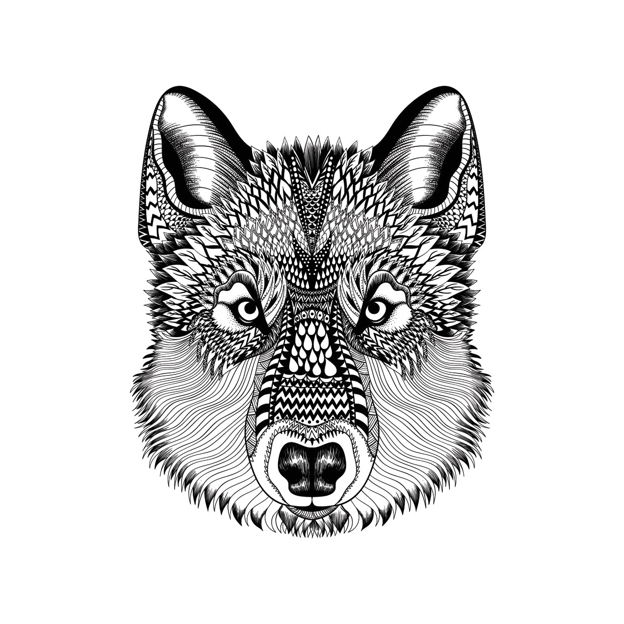 Zentangle Stylized Wolf Face