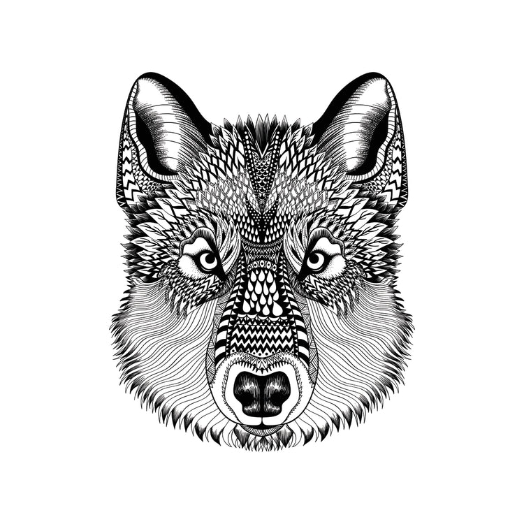 Zentangle Stylized Wolf Face