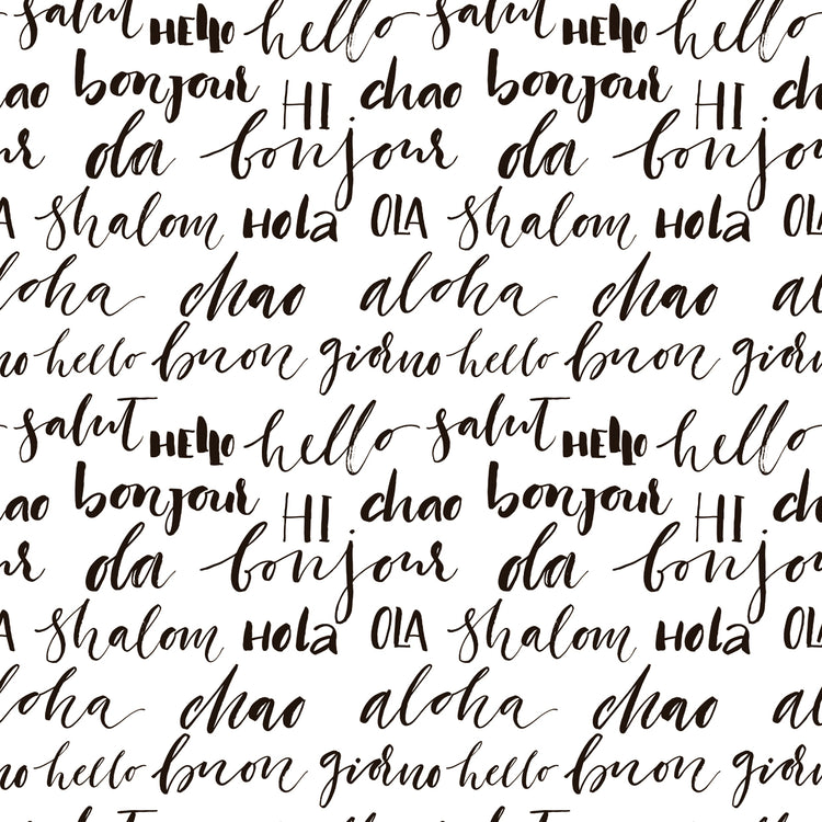 Ink illustration Multilingual Hello