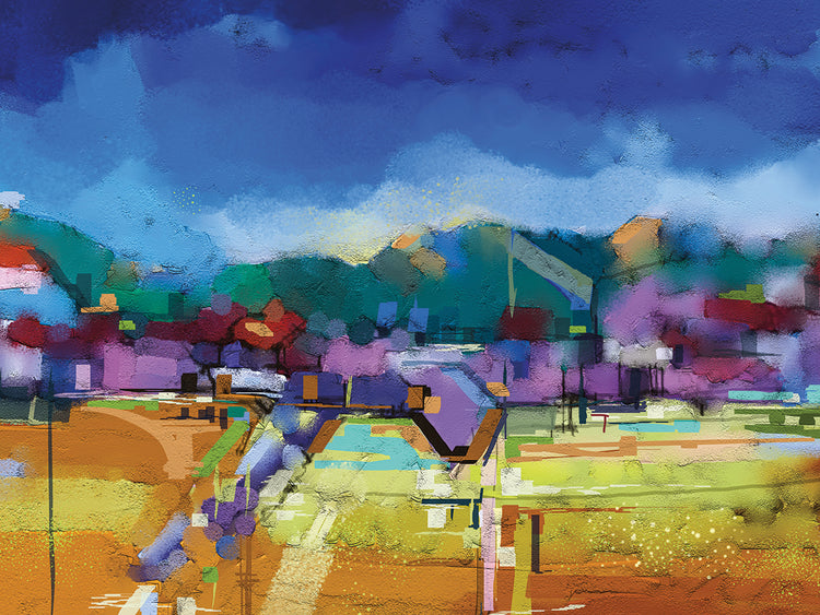 Abstract oil painting landscape.