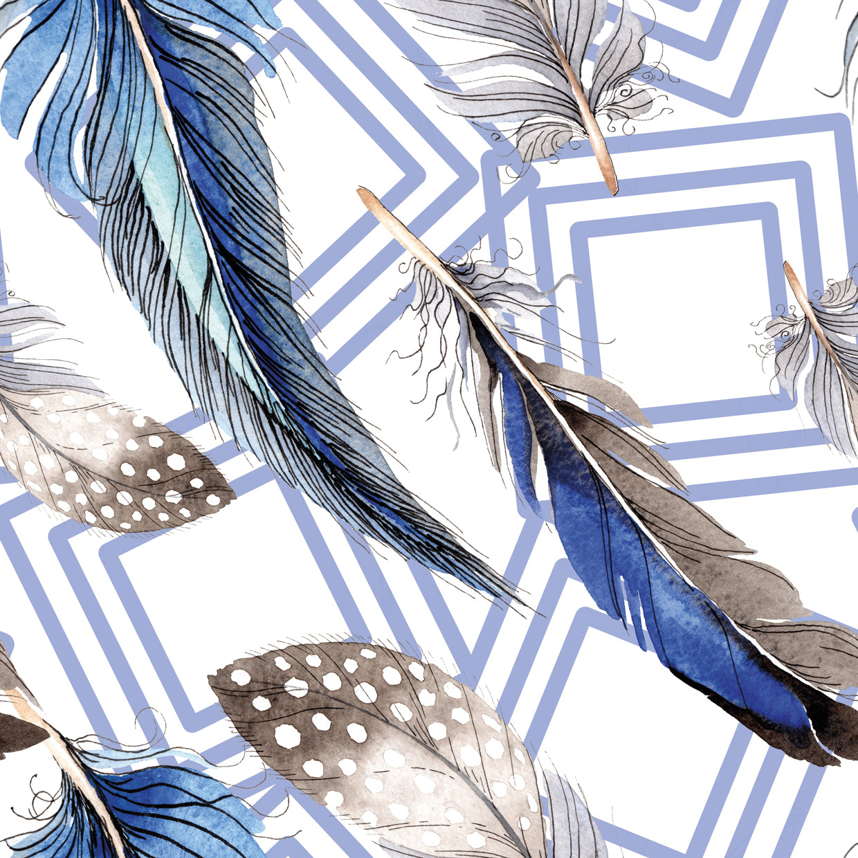Patrón de plumas azules Lienzo
