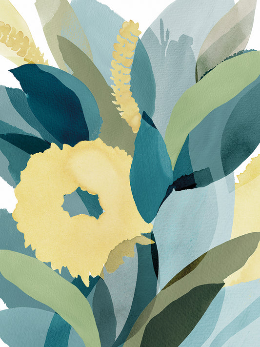 Yellow Teal Floral I