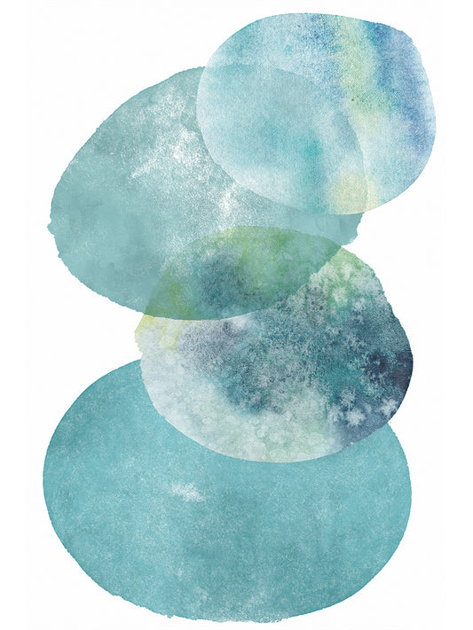 Pools of Ocean Blue Watercolor Abstract I