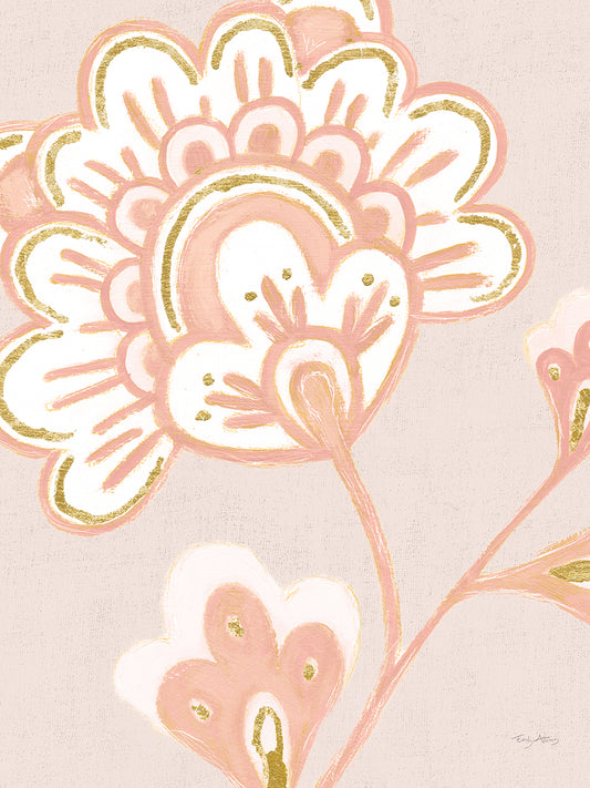 Flora Chinoiserie VI Textured Terra Canvas Print