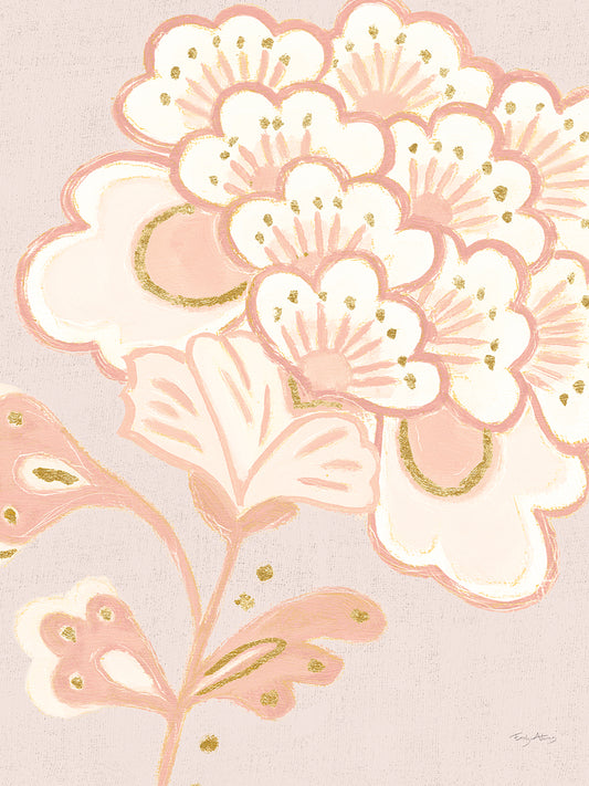 Flora Chinoiserie V Textured Terra Canvas Print
