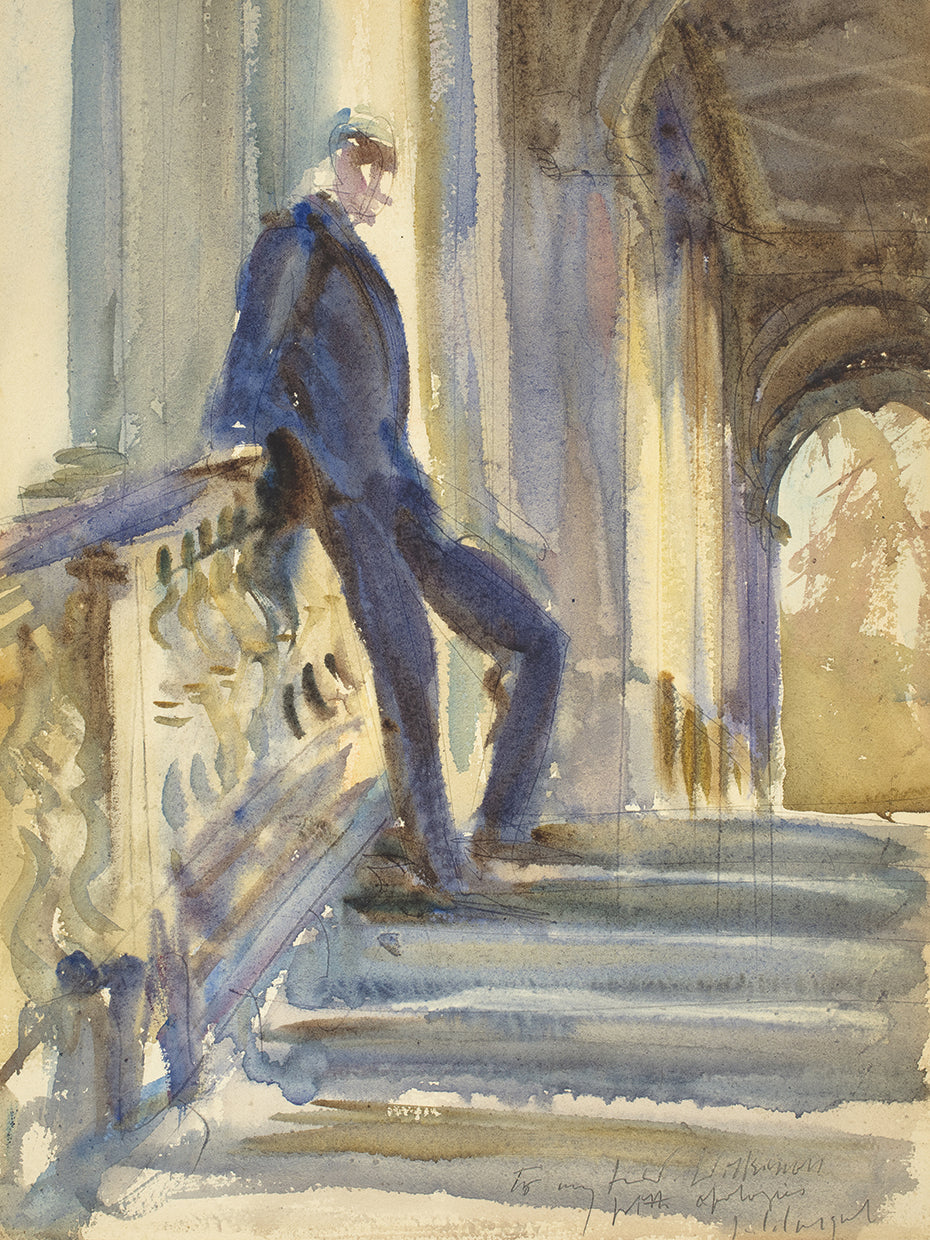 Sir Neville Wilkinson On The Steps Of The Palladian Bridge At Wilton House (1904-1905)