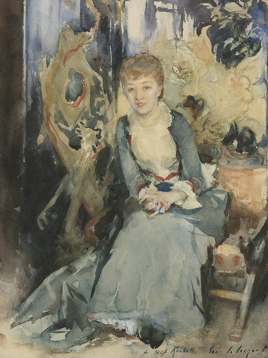 Mrs Reubell Seated In Front Of A Screen (circa 1884) Canvas Print