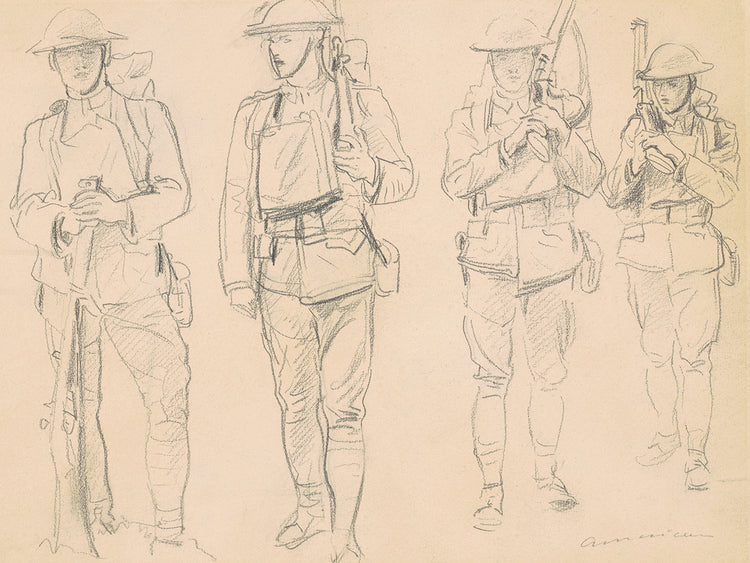 Studies for ‘Entering the War’ (recto) (1918)
