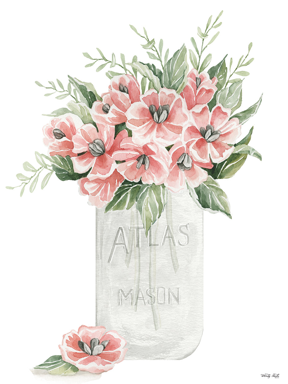 Pink Posies in a Jar