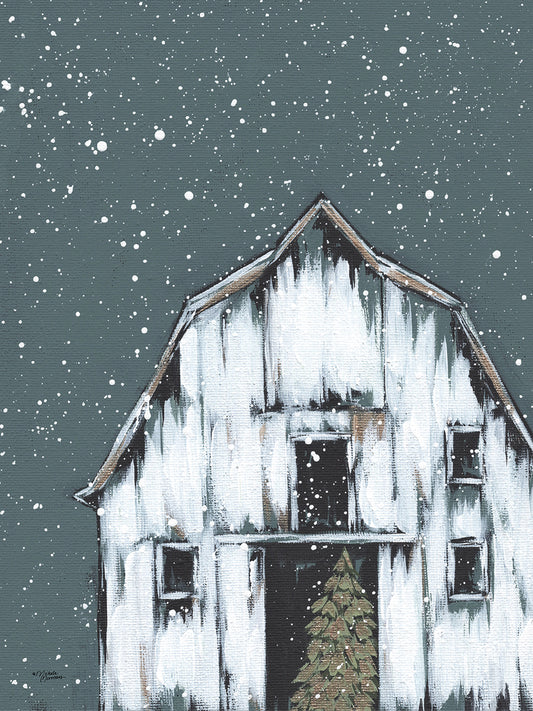 Winter Night Barn Canvas Print