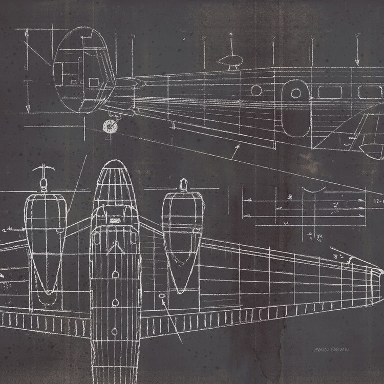 Plane Blueprint II Publicación sin palabras Lienzo