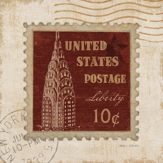 Iconic Stamps II Square Canvas Print