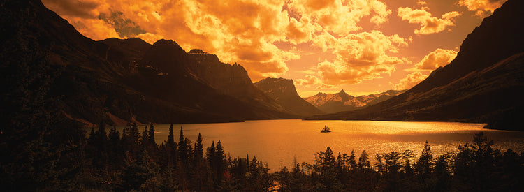 Glacier Park Golden Clouds
