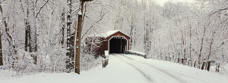 Puente cubierto de nieve Lienzo