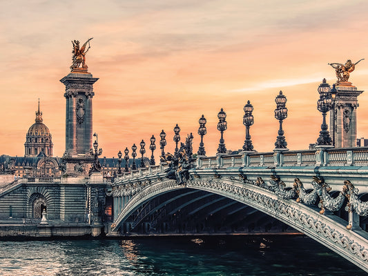 Sweet Light Over The Bridge, Paris, France Canvas Print