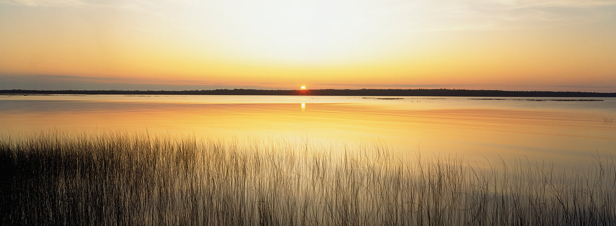 Amanecer dorado sobre el lago Michigan Lienzo