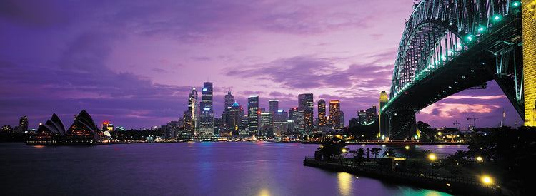 Sydney Harbour y Bridge Night Lienzo