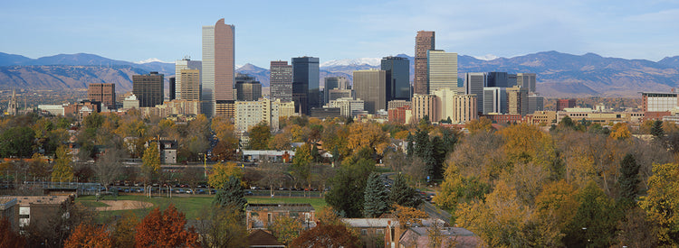 Denver Cityscape with Mountains