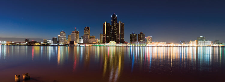 Detroit Skyscrapers Lit Up