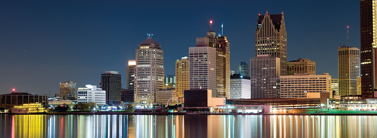 Detroit desde el río Detroit Lienzo
