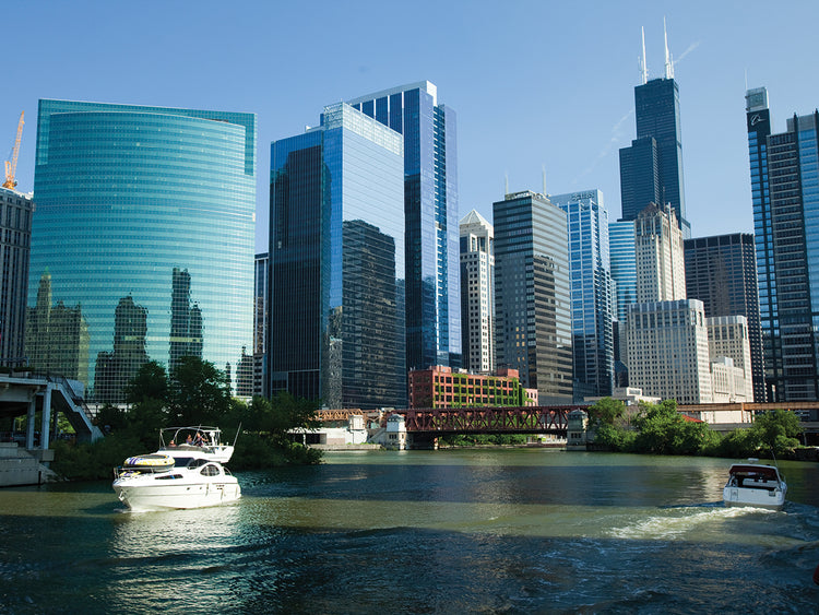Motorboats In Chicago River