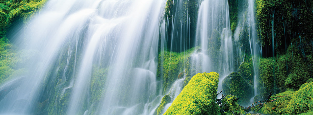 Agua cayendo sobre rocas cubiertas de musgo Lienzo
