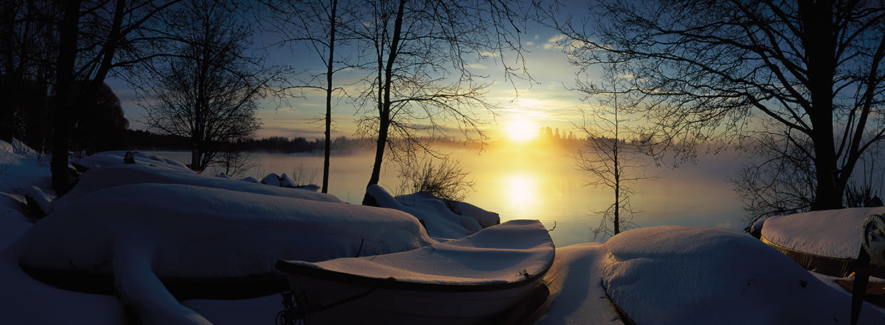 Snowy Boats at Vuoksi River