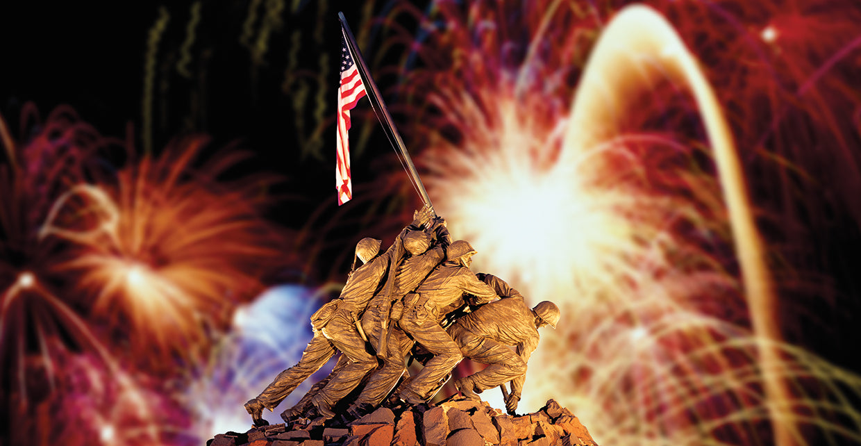 Fuegos artificiales, Marine Corps War Memorial, Arlington, Virginia Lienzo