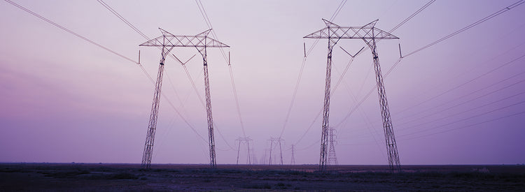 Electric towers at sunset, California