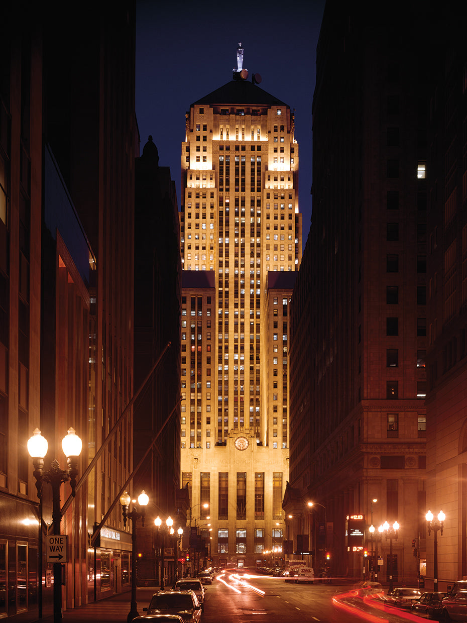 Trade Building Lit Up