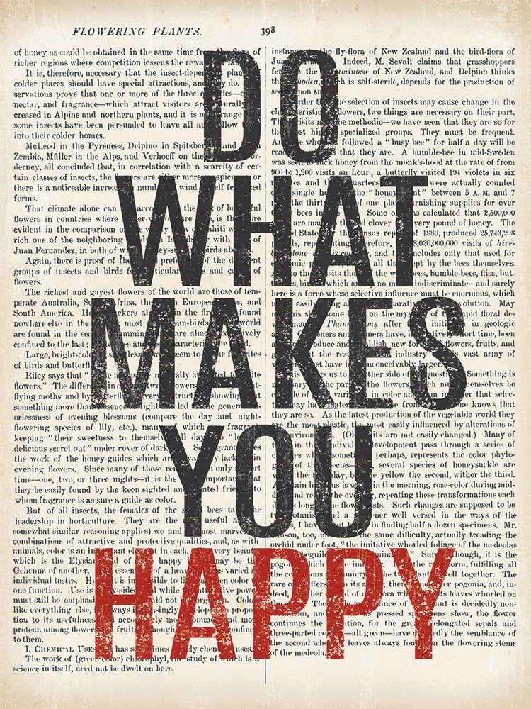 Do What Makes You Happy Newsprint Red