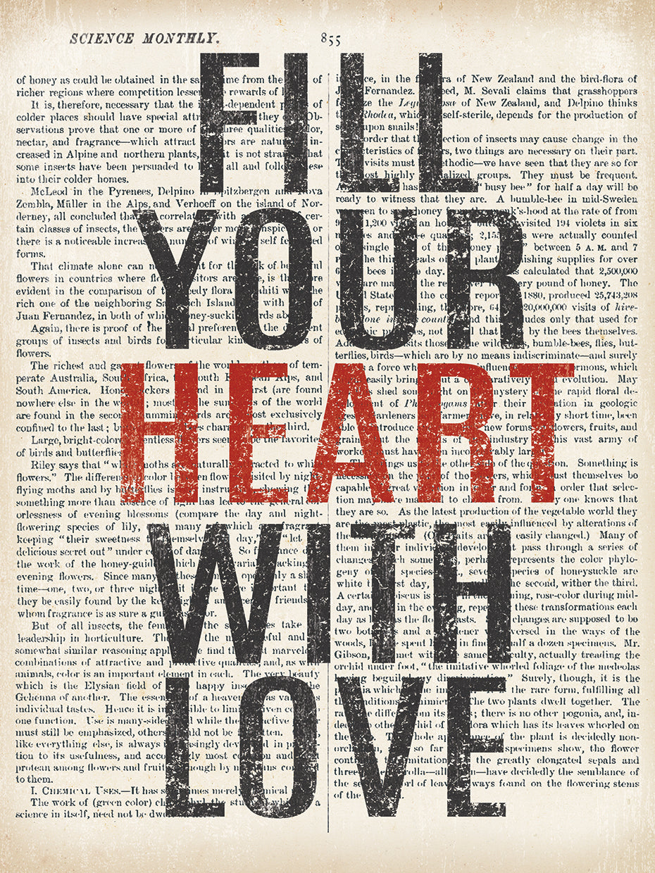 Fill Your Heart Newsprint Red